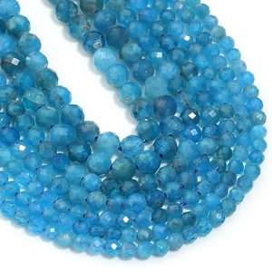 Close-up of blue faceted natural stone beads for DIY jewelry making and necklaces