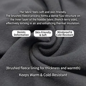 Women's dark grey thermal fleece sports jacket with windproof and warm fabric detail