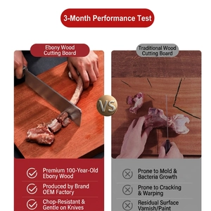 Solid ebony wood cutting board durable thick chopping block for kitchen use
