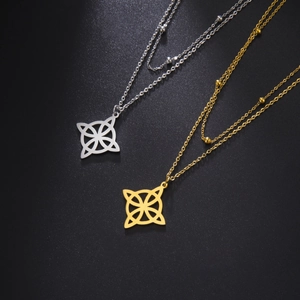 Ensemble de colliers double couche en acier inoxydable avec pendentif nœud celtique