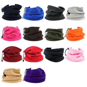 Winter fleece neck gaiters in 14 colors with adjustable drawstring for outdoor warmth