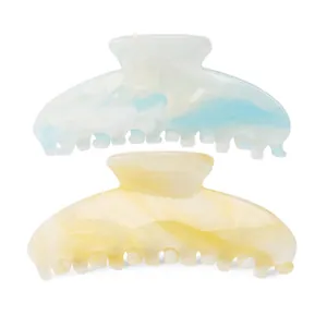 Large Hair Claw Clip Acrylic Marble Texture Iridescent Glitter Shark Clip Ponytail Holder Fashion Accessories For Women