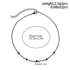 Gothic choker with black beads, lobster clasp, and 7cm extension chain detail view