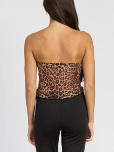 Sexy sleeveless leopard print tube top for women with a slim fit back view