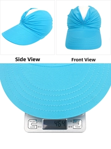 Blue breathable wide-brim sun visor for kids weighing 46.4g for outdoor beach activities