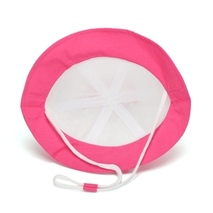 Chapeau de soleil rose pour enfants avec dentelle, doublure coton et cordon ajustable