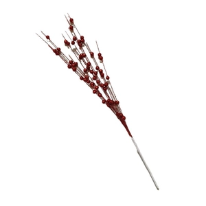 Sparkling red glitter berry stems for Christmas tree decoration and floral arrangements