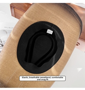 Vue détaillée de la bande de sudation élastique à l'intérieur du chapeau de paille cowboy