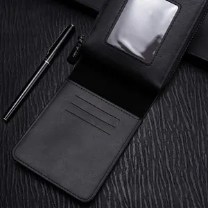 Men's vintage black leather wallet with multi-card slots and a zipper compartment