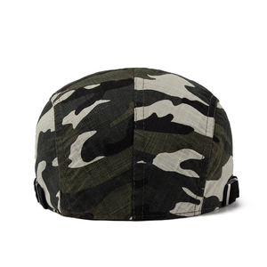 Breathable camo beret cap made of cotton linen for summer outdoor sun protection