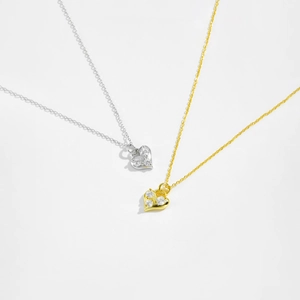 Elegant S925 sterling silver heart pendant necklaces in gold and silver finishes