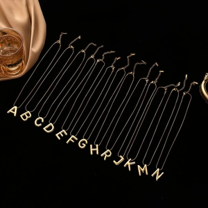 3D Puffy Initial Pendant Necklace Gold Plated Stainless Steel Balloon Letter Alphabet Jewelry Snake Chain For Women