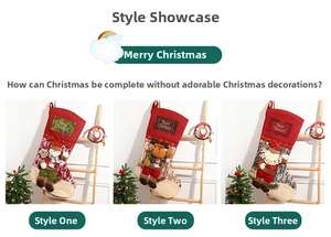 Detailed view of three 3D Christmas stockings featuring Santa, reindeer and snowman designs