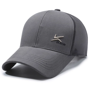 Breathable dark gray baseball cap for men with DLAYUN embroidery and mesh back