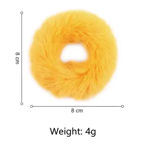 Soft yellow plush hair scrunchie with 8cm diameter for elegant bun hairstyles