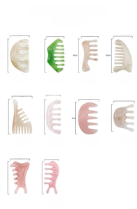 Detailed size and weight chart for various resin scalp and body massage gua sha tools