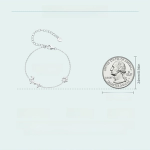 S925 sterling silver dachshund and paw print bracelet with 150+60mm size chart
