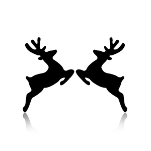 Macro detail of jumping deer earrings in black stainless steel with elegant reflection