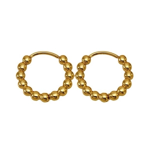 Créoles classiques perlées dorées avec une finition métallique circulaire polie