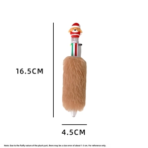 Detail showing 16.5cm Christmas plush shiba inu multi-color ballpoint pen dimensions
