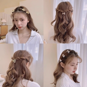 Mini goldene Haarklammern Set mit Perlen und Strasssteinen für elegante Frisuren
