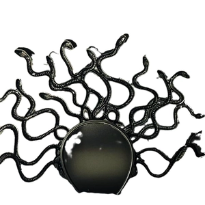 Black Medusa snake headband crown for Halloween cosplay costume, gothic metal style