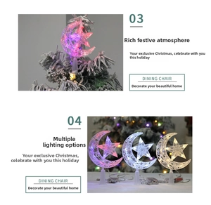 Three-color LED star and moon tree topper ornaments in pink, warm white, and cool white