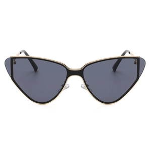 Classic cat eye metal frame sunglasses for women with gold trim and dark grey lenses