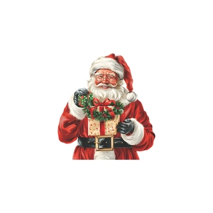 Festive Santa Claus sticker with gift boxes, high-quality Christmas wall decor illustration