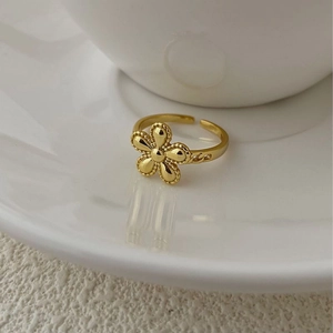 S925 Sterling Silver Minimalist Small Flower Adjustable Ring For Women Electroplated Sun Flower Finger Jewelry Gift