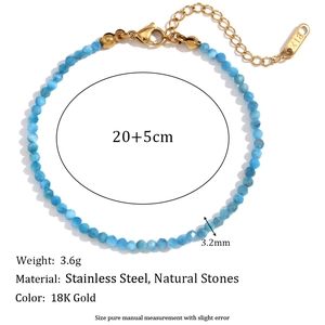 18K gold plated stainless steel bracelet featuring natural larimar and apatite stones