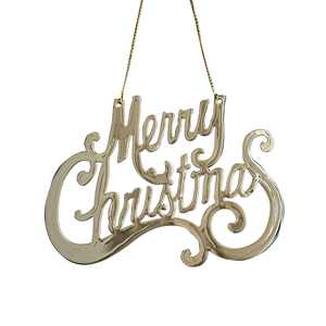 Golden Merry Christmas script hanging ornament for Christmas tree festive decoration