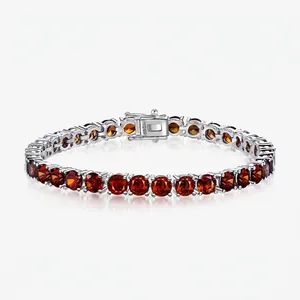 925 Sterling Silber Tennis Armband Für Damen Funkelnde Strass Eingelegt Rundschliff Rot Weiß Rosa Schmuck Geschenk