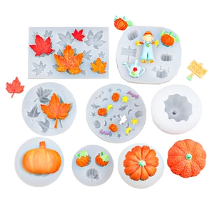 Halloween pumpkin and maple leaf silicone mold set for fondant and chocolate crafts