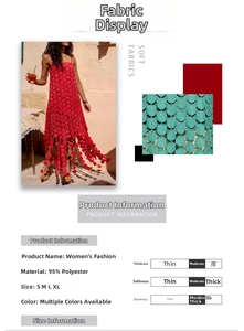 Detailed fabric chart and material specifications for the French hollow dot midi dress