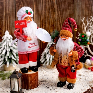 Set di bambole Babbo Natale in piedi con abito da chef e classico rosso decorativo