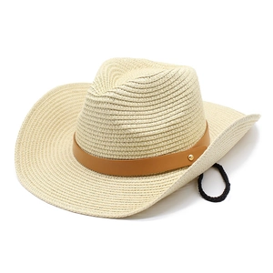 Cappello da cowboy in paglia stile western per uomo e donna con tesa larga da 9 cm