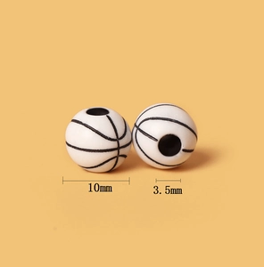 Detail of 10mm acrylic basketball beads with a 3.5mm hole for DIY jewelry making