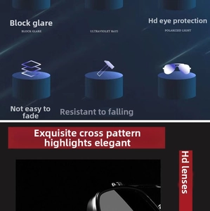 Detail of polarized sunglasses with cross pattern on frame and UV protective black lenses