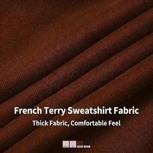Thick brown hooded sweatshirt fabric showing soft knit texture and comfortable feel