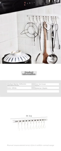 Tabella delle taglie dei ganci da cucina bianchi scorrevoli da 30,5 cm con scena
