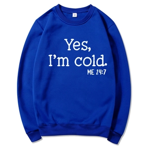 Royalblauer Oversize-Hoodie mit weißem Yes I'm Still Freezing Slogan-Aufdruck