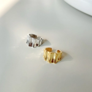 925 Sterling Silver Gear Wave Ear Cuff Minimalist Geometric Industrial Style Non Pierced Clip On Earrings For Women