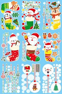 Christmas window static stickers with Santa, snowman and reindeer for festive glass decoration