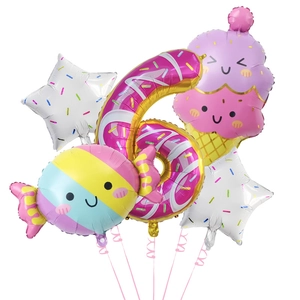 Kit de ballons numéro 6 thème glace et bonbons pour décoration de fête d'anniversaire