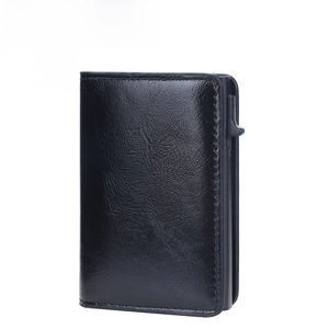 Automatic Pop Up Card Holder PU Leather Aluminum RFID Blocking Slim Business Wallet Money Clip Case For Men