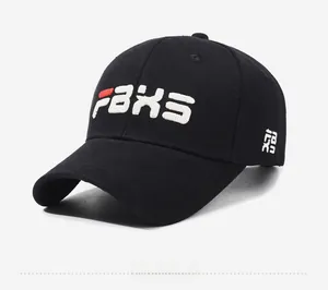 Close-up of 3D letter embroidery and premium cotton twill texture on a black baseball cap