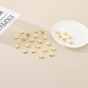 Golden stainless steel round alphabet bead set A-Z for DIY jewelry necklace making