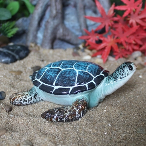 Tartaruga marina realistica in resina con guscio blu per decorazione di giardino e acquario