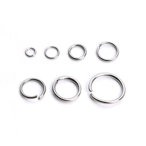 Polished silver stainless steel open jump rings in various sizes for DIY jewelry making